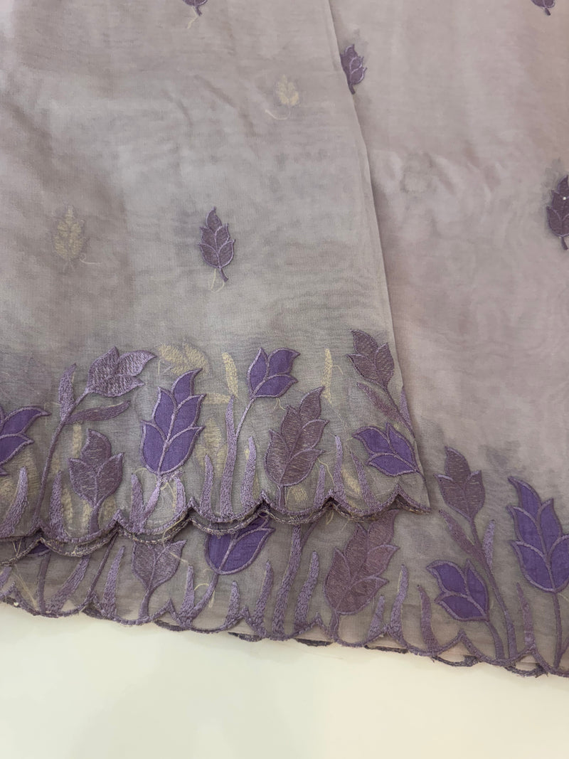 Viscose Organza saree with applique work-MSH103 Mauve
