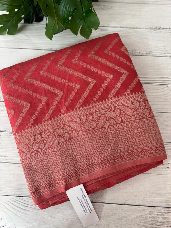 Semi Banarasi Georgette saree MKGS721- Peach