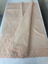 Mul chanderi saree with applique borders MSH111 PastelPeach
