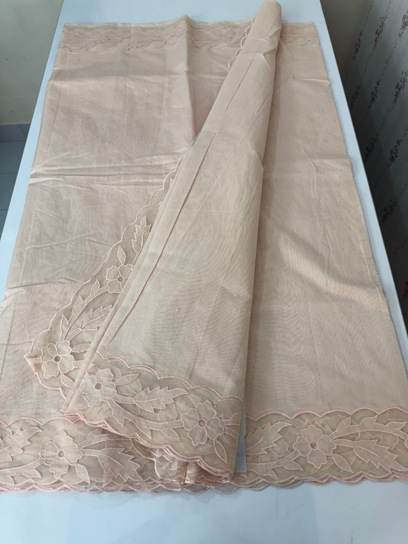 Mul chanderi saree with applique borders MSH111 PastelPeach
