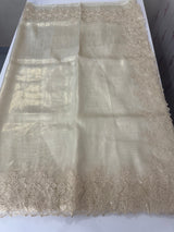 Tissue Organza silk saree with embroidery borders PNCK34 ChampagneGold