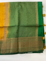 Soft silk sarees with contrast pallu & blouse MJL890