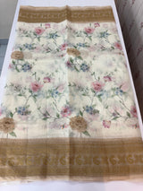 Chanderi digital printed saree with chikankari embriodery MSH171