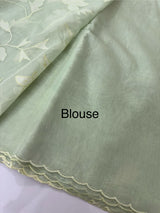 Mul chanderi applique work saree  MSH146 PastelGreen