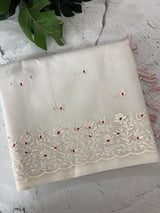 Kota Moonga checks saree with embriodery MSH279 (2)- White to Red