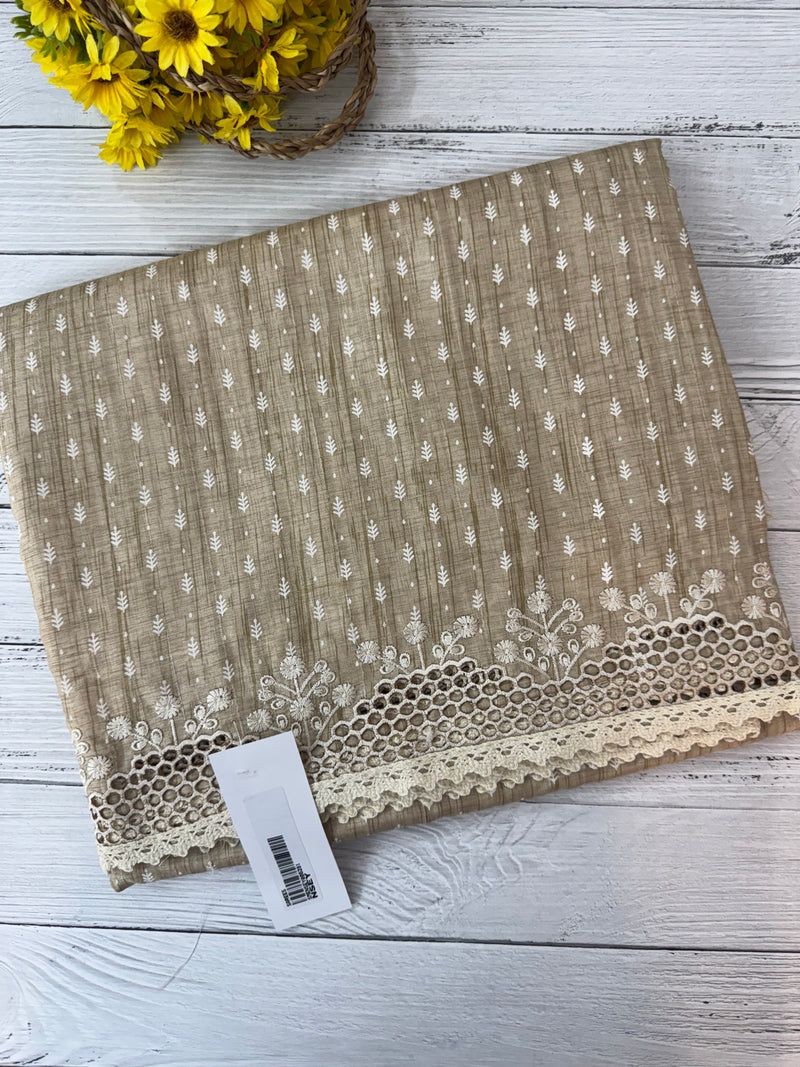 Cutwork blended tussar saree MTS608 - Beige