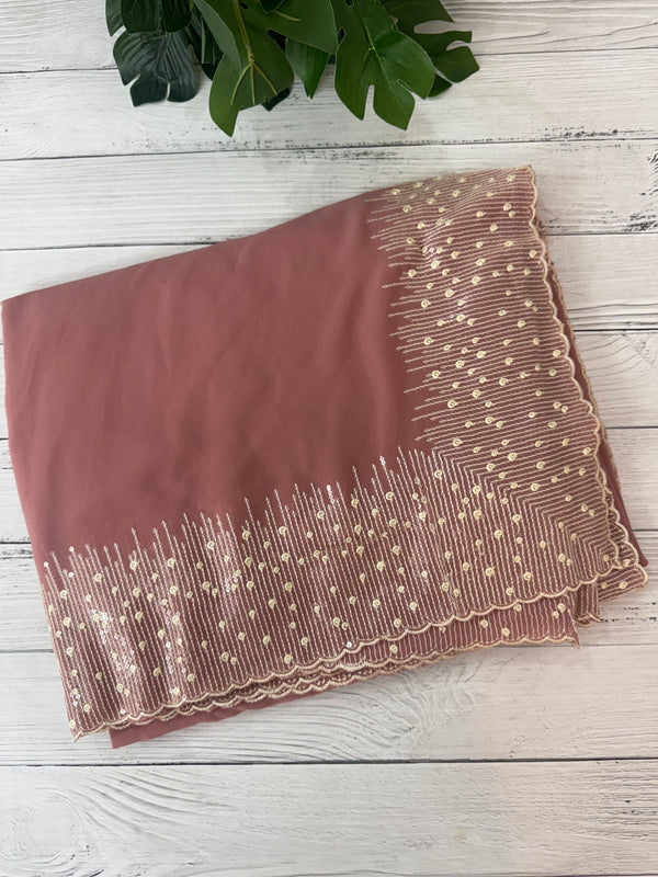 Designer georgette sarees with blouse MGS5321- DuskyPeach