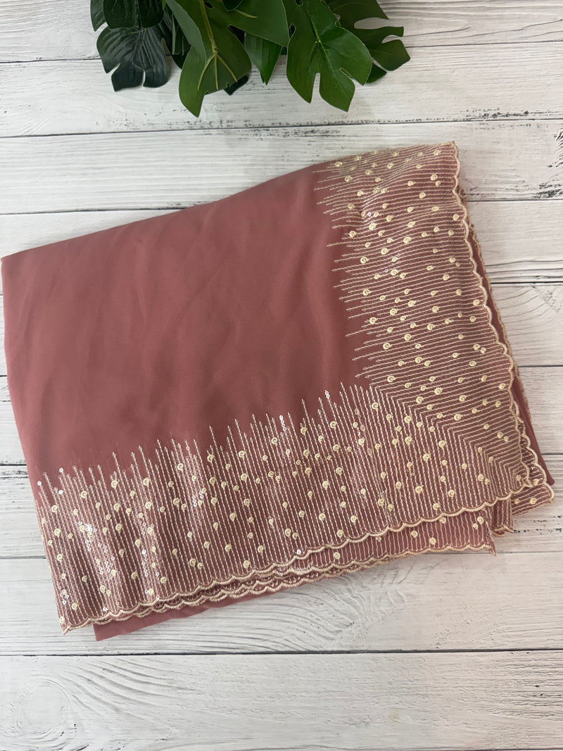 Designer georgette sarees with blouse MGS5321- DuskyPeach