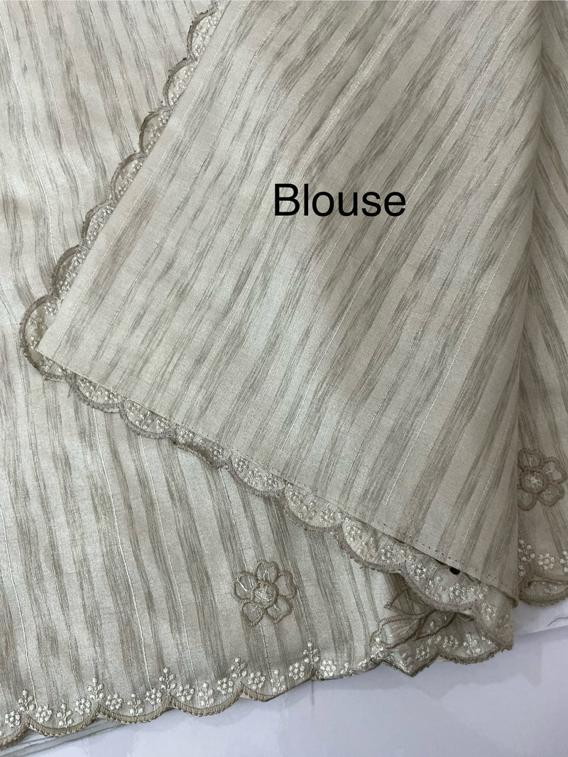 Semi silk saree with cutwork on pallu MSR908- Dusky GreenishGrey