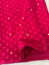 Chiffon Brasso saree with foil mirror work - MS7621 DarkPink