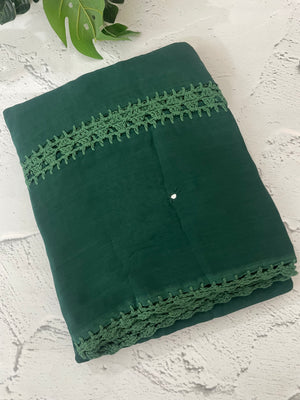 Chiffon georgette saree with corchet work - MS7633