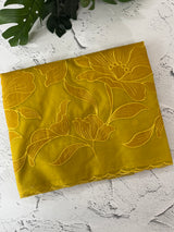 Semi organza saree with appliqué work - MSH906 GreenmixYellow