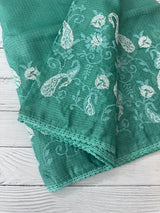 Soft kota checks saree with embroidery SVPIIY- BluishGreen