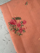 Lightweight NetKota saree with cross stitch embroidery MS143 - Peach