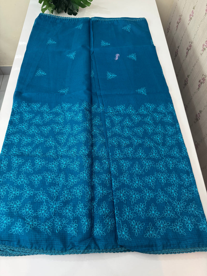 Soft kota checks saree with embroidery SDJCS21