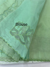 Moonga checks saree with Net Applique borders  MSH159 PistaGreen