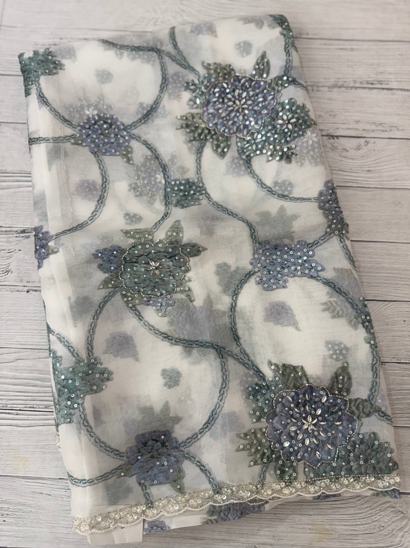 Handworked chiffon Organza saree MCS4534