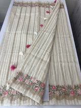 Mul chanderi saree with embriodery & zari lines MSH272