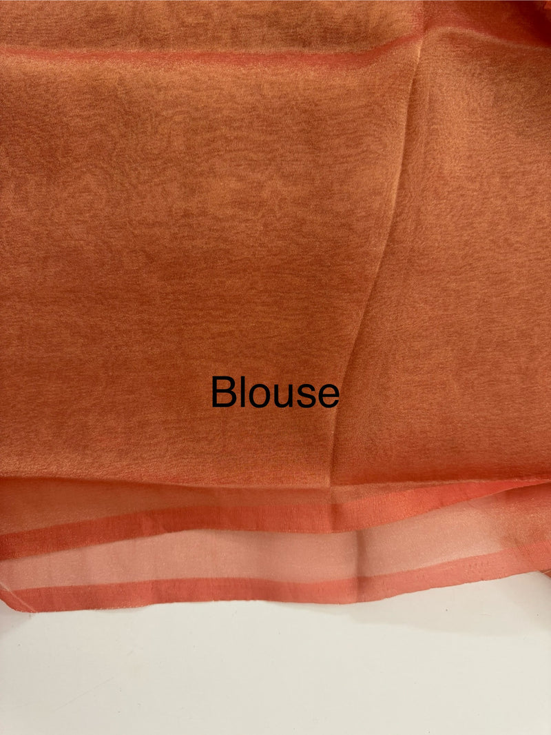 Dual tone Crush silk Organza Applique work saree MS14567- DuskyRustPeach