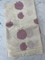 Mul chanderi applique work saree MS5589- Offwhite