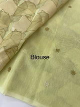 Jute Linen saree with zari & thread work MSH206 PastelGreen