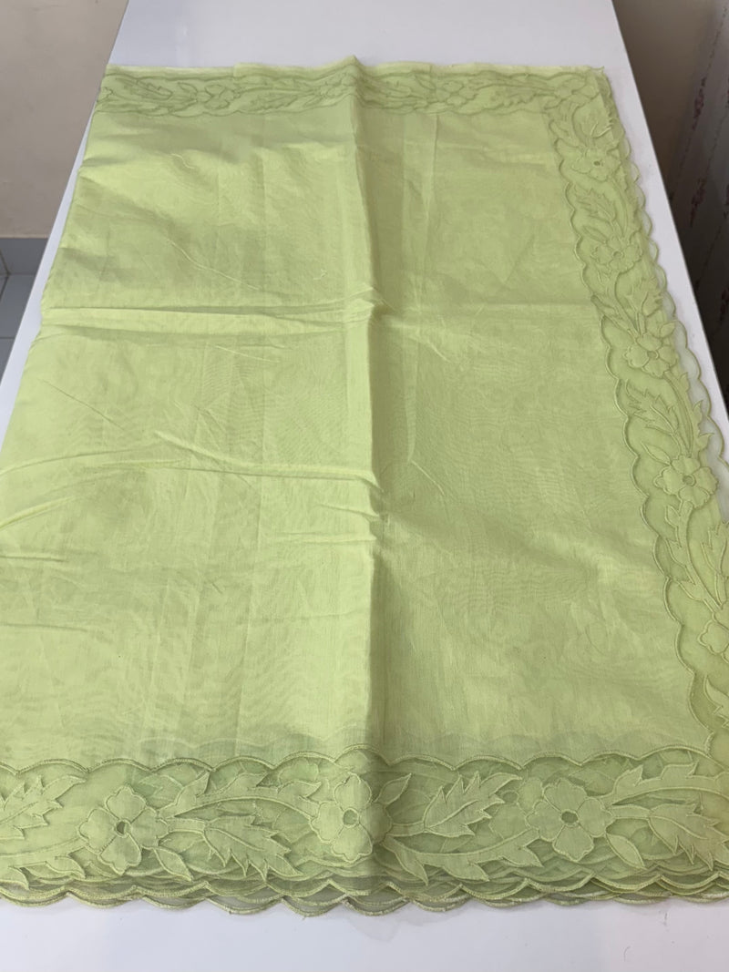 Mul chanderi saree with applique borders MSH111- PastelGreen