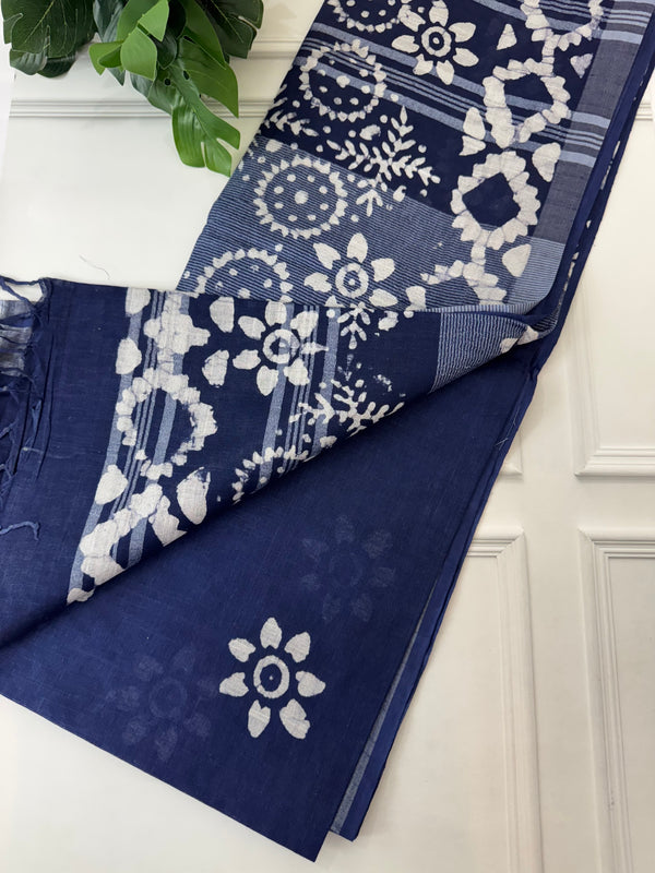 Indigo Semi linen saree MLS872