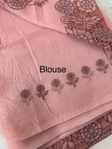 Cutwork Moonga checks saree MSH202 - Pink(2)