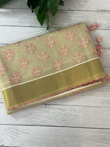 Kerala tissue cotton saree- MSK101- Pink