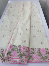 Mul chanderi embriodery saree with scalloped borders MSH176