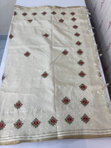 Blended soft tussar silk saree MS90543- Cream