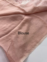 Fancy satin silk organza saree with applique borders MS14207 Peach