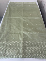 Glassy tissue organza saree with embroidery FKSF133- DustyGreen
