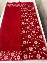 Kota Moonga checks Applique work saree  MSH141(3)- Red