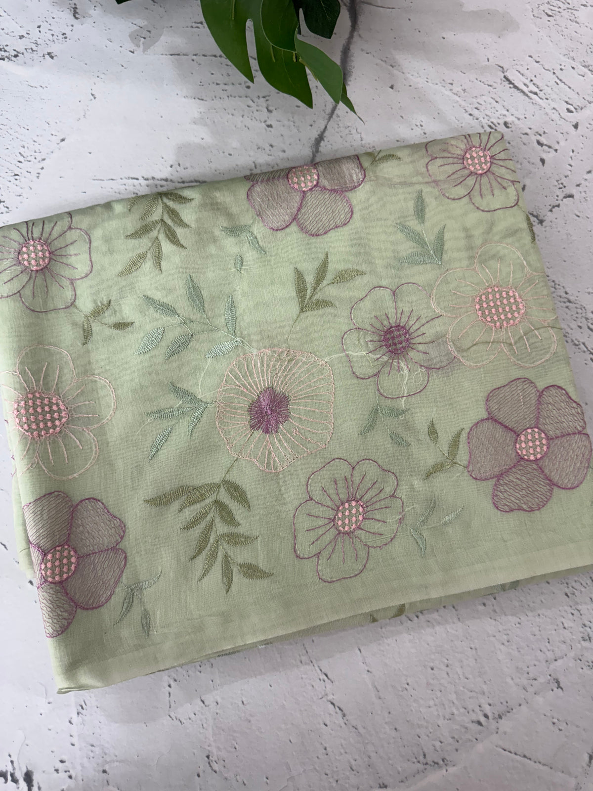 Mul chanderi saree with embroidery - MS14899 PastelGreen