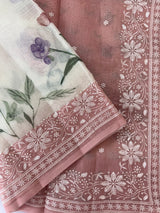 Chanderi digital printed saree with chikankari embriodery MSH171