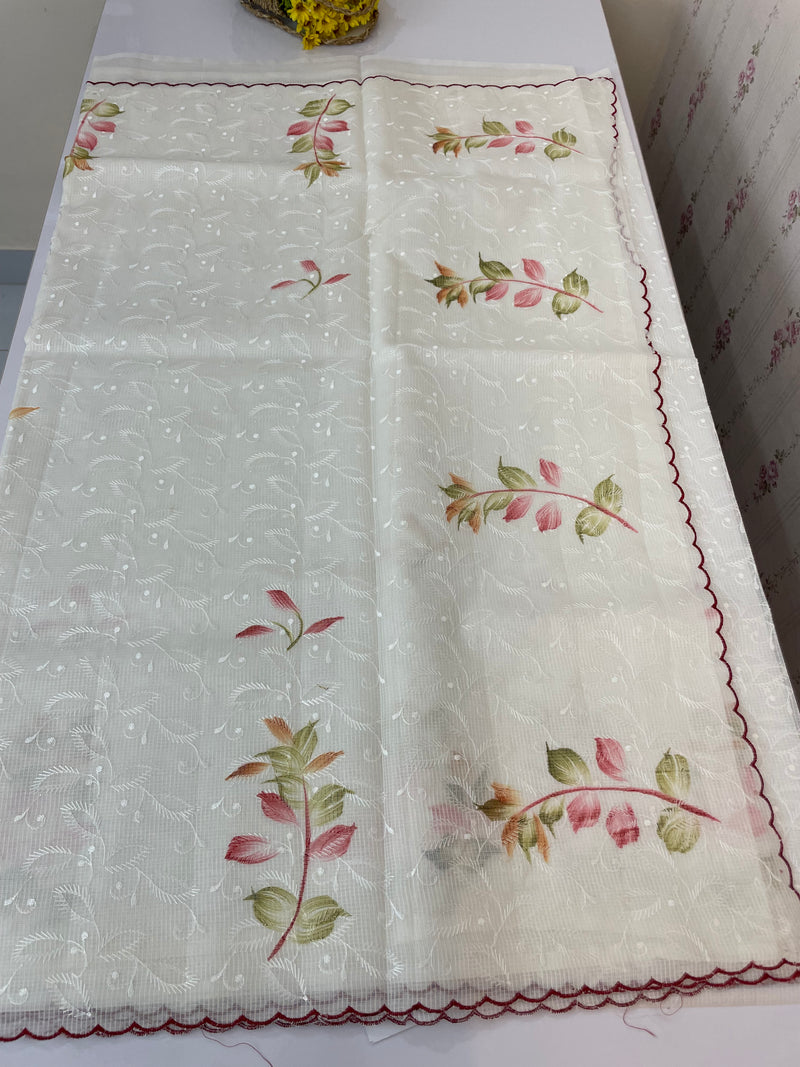 NetkKota saree with handpainting and embroidery MS7833