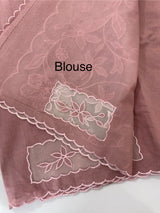 Mul chanderi organza applique work saree  MSH172