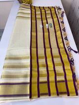Kerala tissue saree- Gold lines
