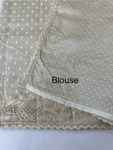 Cutwork blended tussar saree   - Cream MS5222