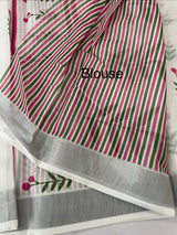 Semi linen saree with digital prints  MLS8766 - Pink Blossom