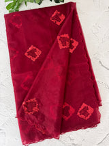 Organza saree with embroidery - MSH375(2) MaroonRed