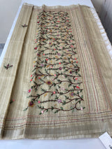 Handworked Blended tussar silk saree with handworked blouse MS90543