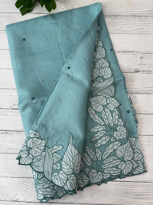 Soft kota silk saree with embriodery MS15031- LightBlue