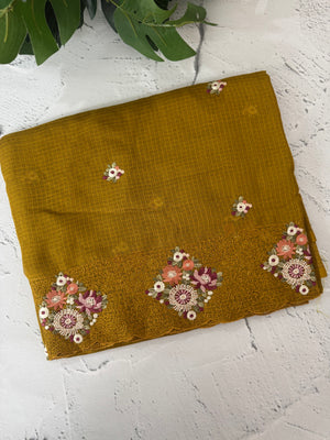 Silky kota saree with embriodery MS9087