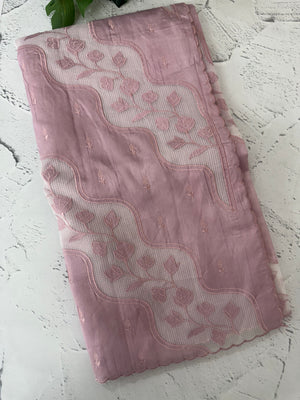 Blended Tussar silk saree with applique work- MSH225 PastelOnion