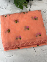 Kota checks saree with embroidery MS7679 (2)DarkPeach