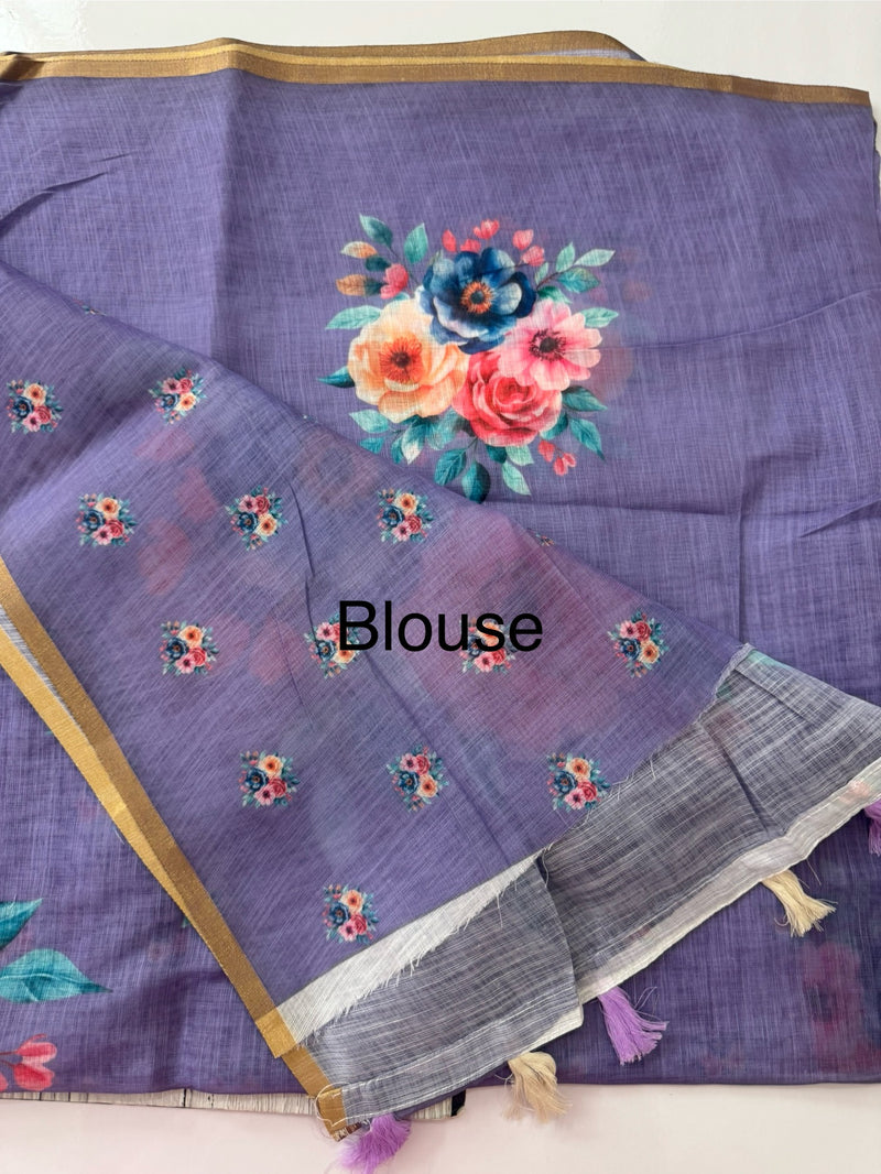 Digital printed semi Linen Saree MLS615- 21