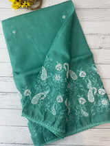 Soft kota checks saree with embroidery SVPIIY- BluishGreen