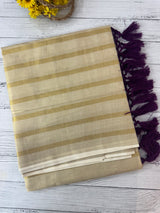 Kerala tissue saree - Stripes with Vadamalli Tassels